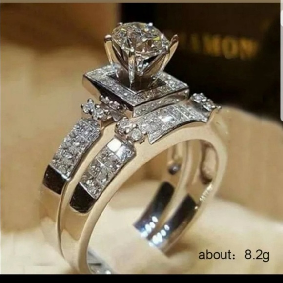 New Women’s 2pc Set 925 Silver Engagement Ring - Picture 2 of 2